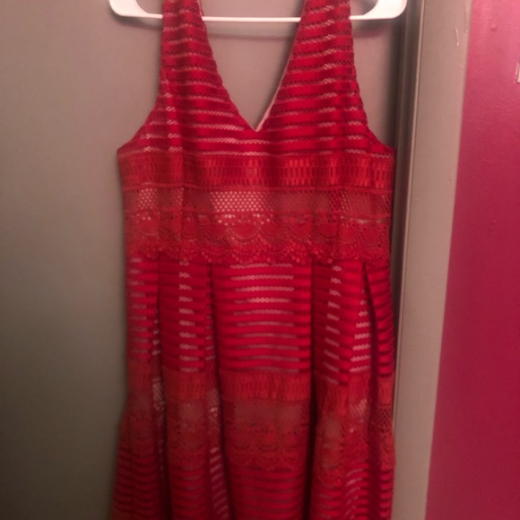 Gorgeous Red Lace ModCloth MIDI Dress - Picture 2 of 3